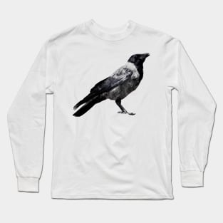 Dramabite Watercolor crow raven Long Sleeve T-Shirt